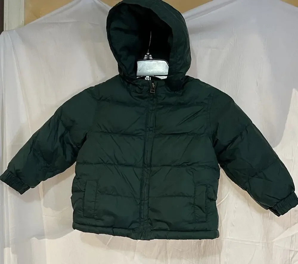 GYMBOREE Kids Puffer Coat Toddler Boy’s Size 2T Green Hood Zip Pockets Fleece